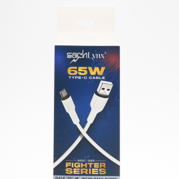 65W Type C Cable (Compatible with All USB Type C Supported Devices, White, One Cable)