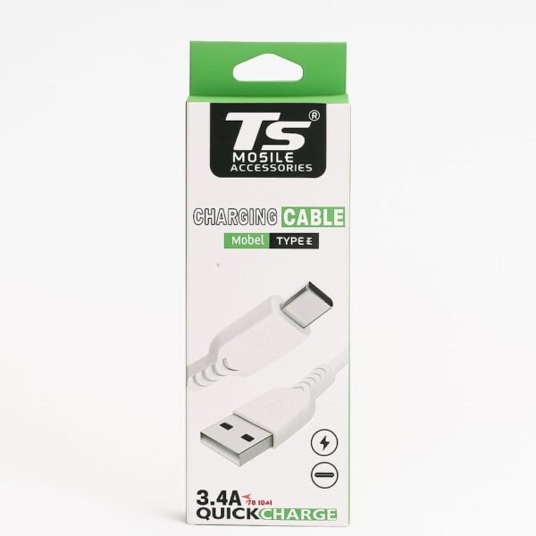 White 3.4A  Quick Charging Cable, ABS Plastic