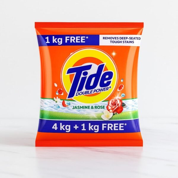 4 kg + 1 Kg Free-Tide Plus Double Power Detergent Washing Powder (Jasmine and Rose)